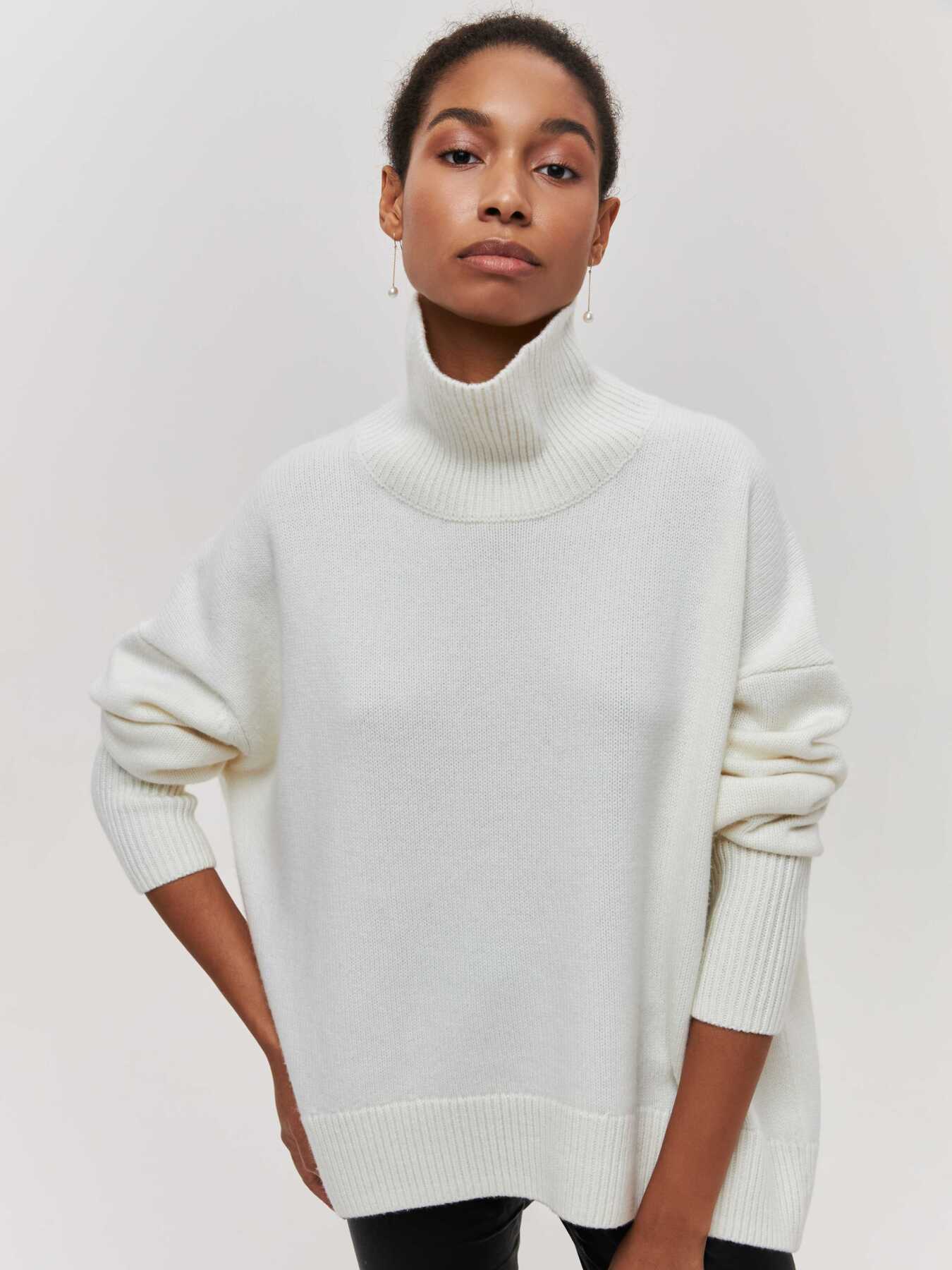 Winter Turtleneck Sweater Ins Solid Color Long Sleeve Pullover Top Women's Clothing - Fourth Pyramid USA