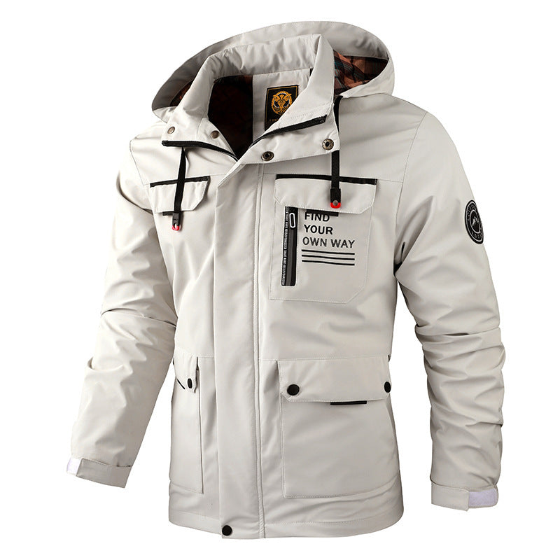 Fashion Men's Casual Windbreaker Jackets Hooded Jacket Man Waterproof Outdoor Soft Shell Winter Coat Clothing Warm Thick Tops - Fourth Pyramid USA