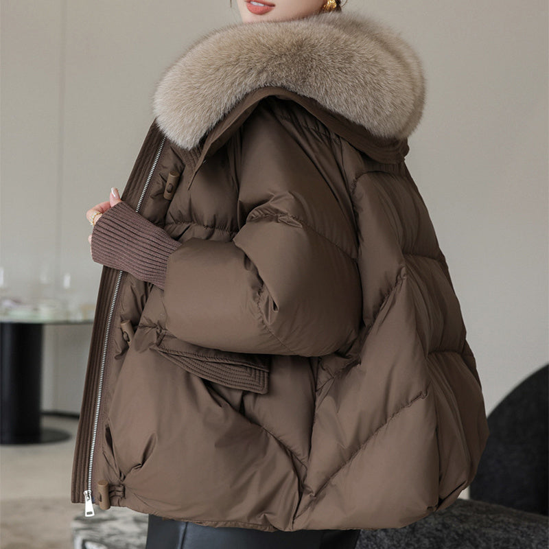 Down Cotton-padded Jacket Women's Short Fur Collar Thickened Coat Winter Clothing - Fourth Pyramid USA