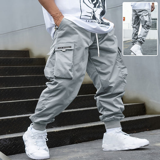 Multi-pocket Cargo Pants Men's Casual Hip-Hop Drawstring Trousers Outdoor Streetwear Sports Pant - Fourth Pyramid USA