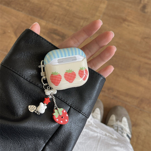 Cream White Background Three Strawberry Headset Protective Sleeve