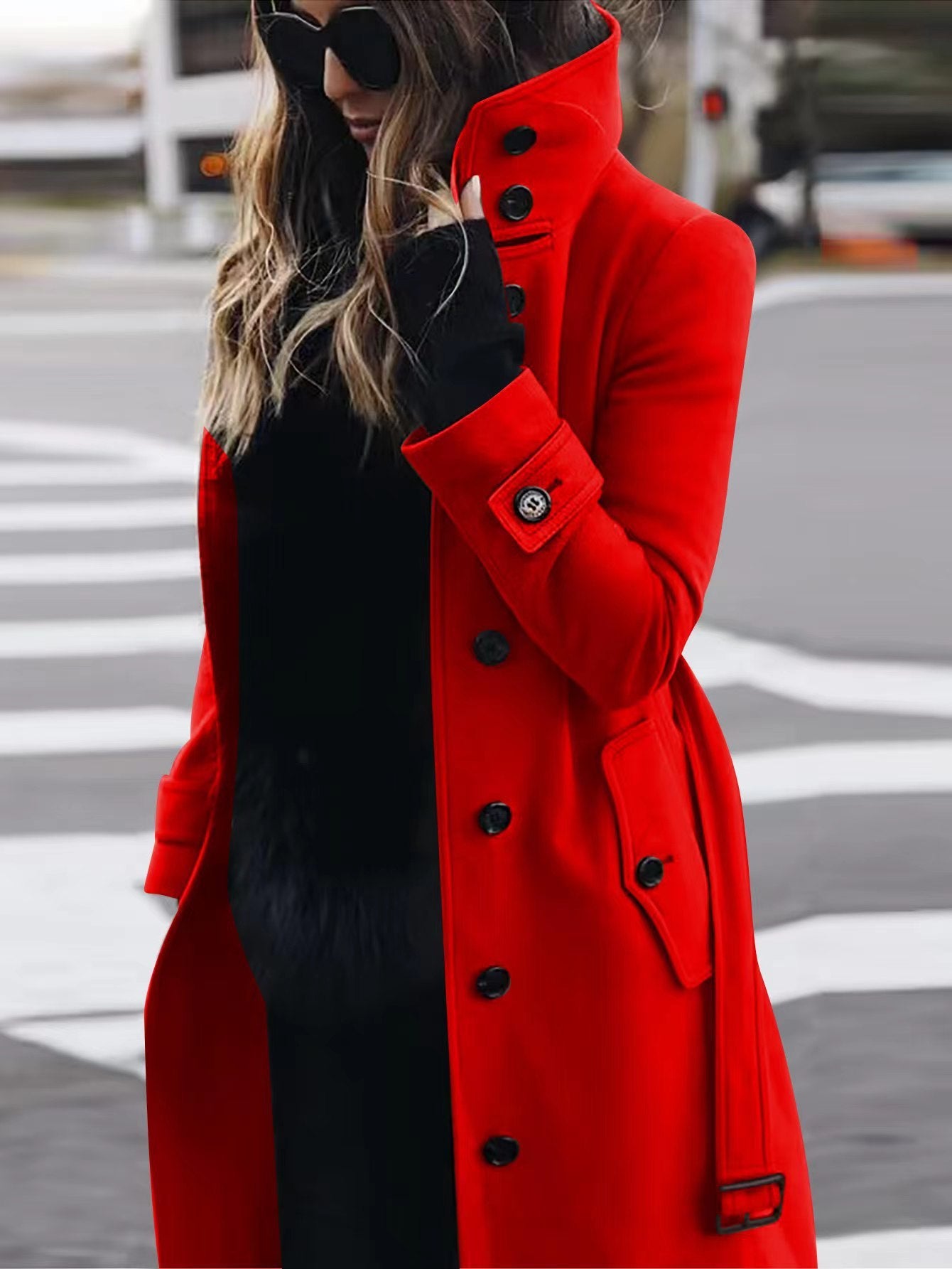 Autumn Winter New Woolen Coat Women's Slim Fit Cardigan Large Coat Women Long Sleeve Single Breasted Stand Collar Woolen Coat - Fourth Pyramid USA