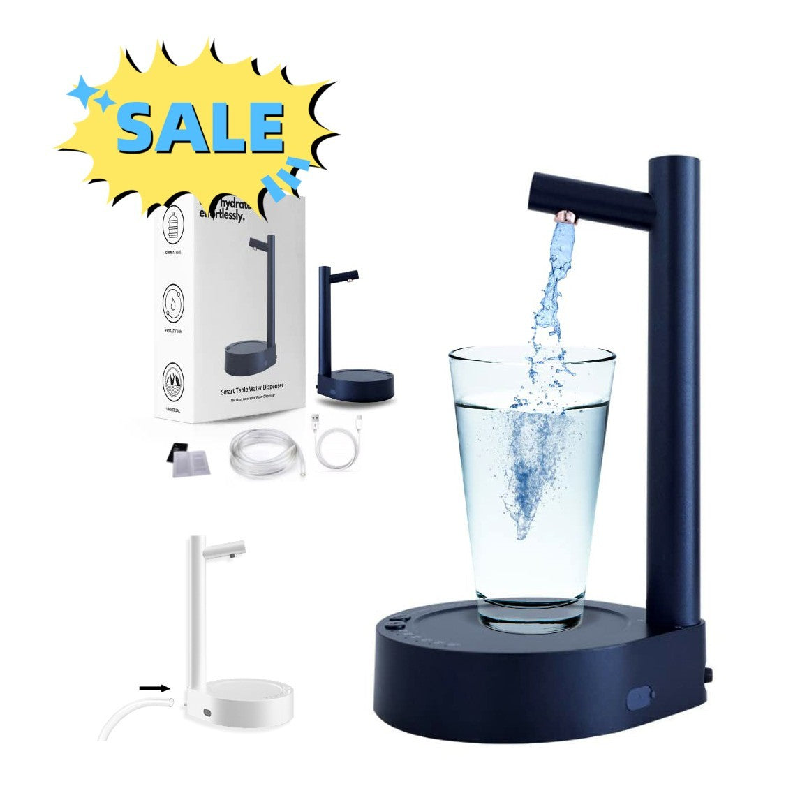 Desk Dispenser Electric Water Gallon Automatic Water Bottle Dispenser Rechargeable Water Dispenser - Fourth Pyramid USA