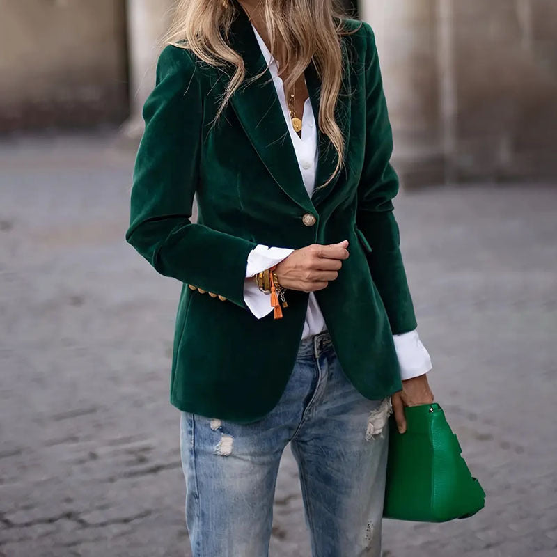Velvet Lapel Casual Suit Business Fashion Slim Single-breasted Jacket Outwear Clothing For Women - Fourth Pyramid USA