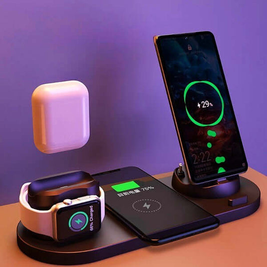 Wireless Charger For IPhone Fast Charger For Phone Fast Charging Pad For Phone Watch 6 In 1 Charging Dock Station - Fourth Pyramid USA